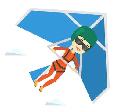 Woman flying on hang-glider vector illustration イラスト素材