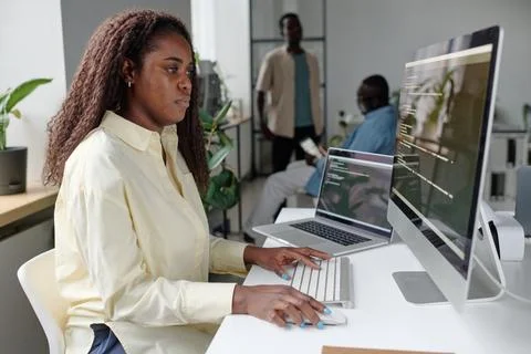 Woman Focused on Work 스톡 사진