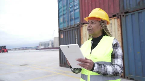 Woman foreman checking work plan on tablet . Stock Footage 171981349