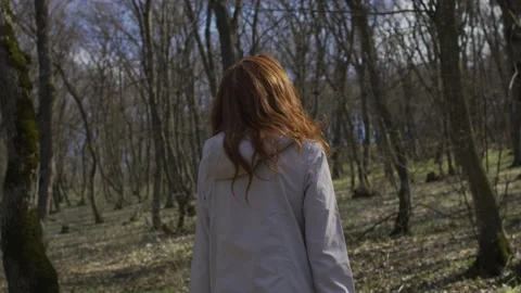 Woman in forest Stock Footage 138166900