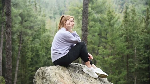 Woman in forest. Stock Footage 149213243