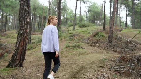 Woman in forest. Stock Footage 149213305