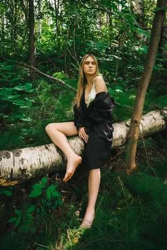 Woman in forest Stock Photos