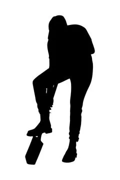 Woman gardener digging soil using a shovel silhouette. Vector illustration Stock Illustration