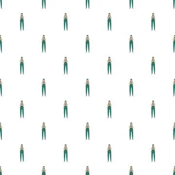 Woman gardener worker seamless pattern white background イラスト素材