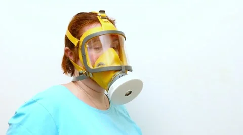 Woman with gasmask. Stock Footage 62771426