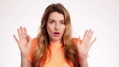 Woman gesturing nodding no, stop, expressing disagreement. Body language concept Stock Footage 233794083