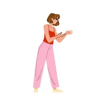 Woman gesturing while explaining something with hands Stock Illustration