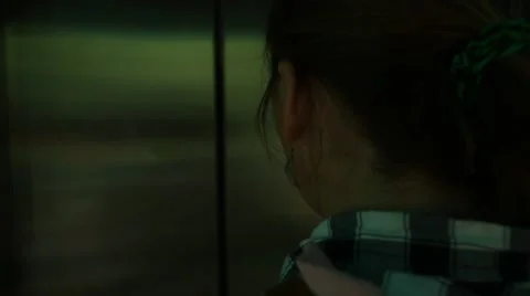 Woman gets off the elevator in the mountains Video stock 55813656