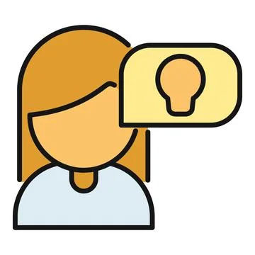 Woman getting idea with lightbulb thought bubble Stock Illustration
