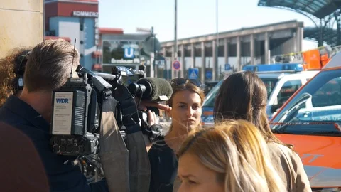 Woman Getting Interviewed At Cologne Hostage Taking Stock Footage 96469957