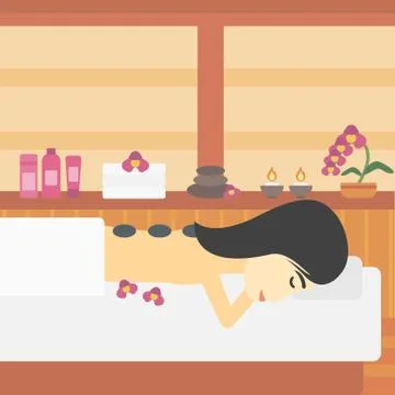 Woman getting stone therapy vector illustration Illustrazione stock