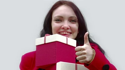 A woman with gifts for you Stock Footage