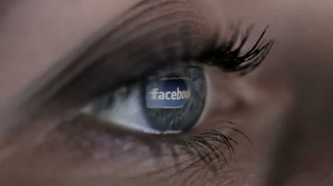 Woman girl eye macro looking monitor, surfing Internet social network facebook Stock Footage 49123280
