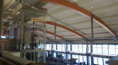 Woman in Glass Elevator Stock Footage 1048990