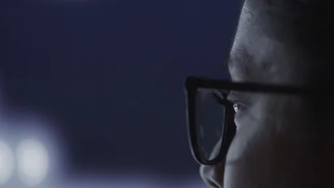 Woman In Glasses Looking At Computer Stock Footage 208714952