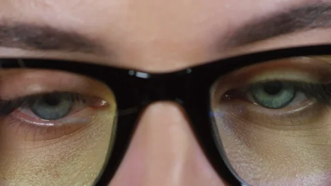 Woman in Glasses Looking at Computer Screen Video stock 103524209