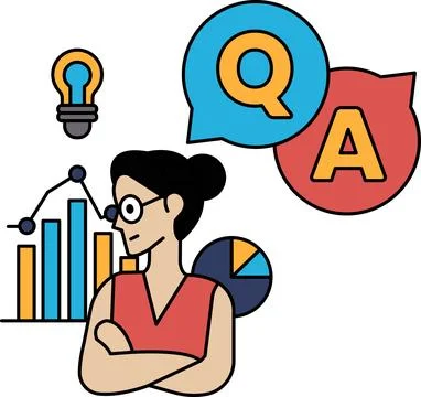 A woman with glasses is looking at a graph Stock Illustration