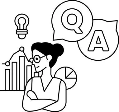 A woman with glasses is looking at a graph Stock Illustration