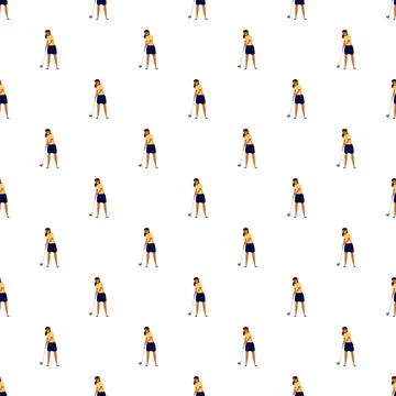 Woman golf player repeating pattern background Stock Illustration