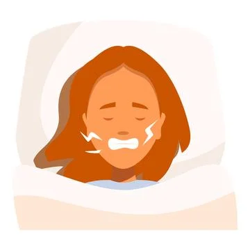 Woman grinding teeth while sleeping bruxism teeth grinding Stockillustratie