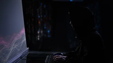 Woman hacking into the system in black jacket Stock Footage 101152371