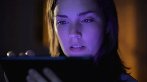 Woman hacking tablet computer security threath touchscreen close-up Stock Footage 32351295