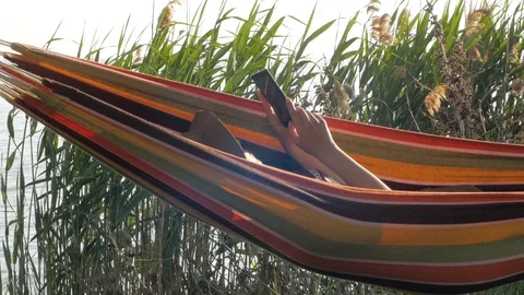 Woman in the hammock Stock Footage 110223542