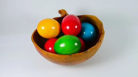 Woman Hand Checking  Easter Eggs In A Bowl Isolated On White Stock Footage 60070286