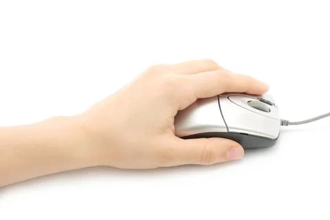 Woman hand with computer mouse Stock Photos