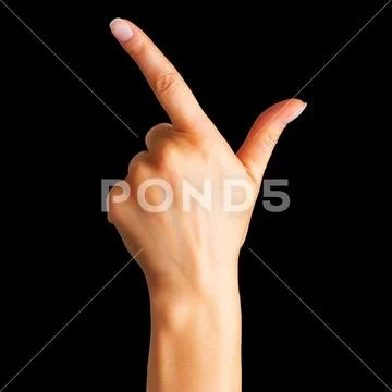 Woman hand with the index finger pointing up or showing loser gesture Stock Photos