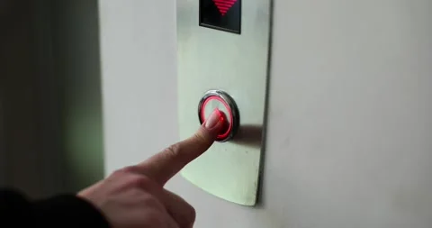 Woman hand presses elevator button in office center or hotel Stock Footage 263542970