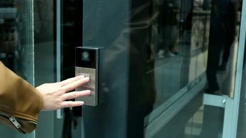 Woman hand push elevator button Stock Footage 220252672