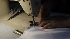 Hand on Sewer Stitch White Cloth using s, Stock Video