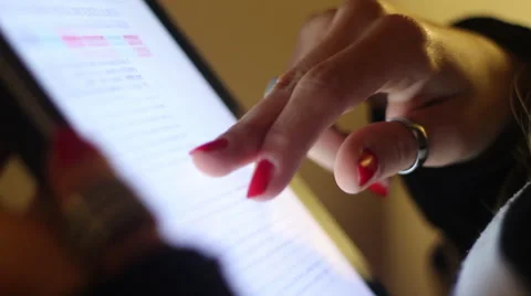 Woman Hand Tablet Stock Footage 57686823