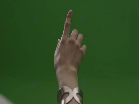 Woman hand touch screen interface chromakey green screen. Stock Footage 71625517