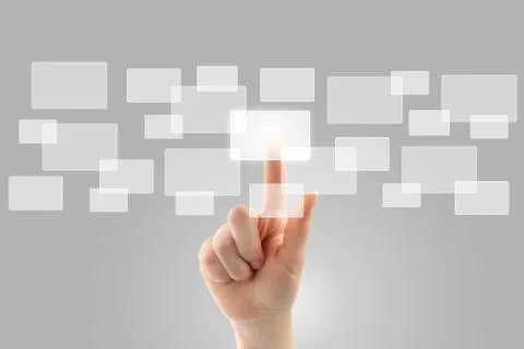Woman hand with touch screen interface Stock Photos