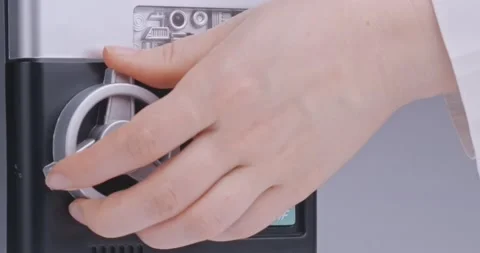 Woman hand typing pin code and open safe to put cash money in it Stock Footage 134148703