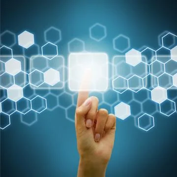 Woman hand using digital screen Illustrazione stock
