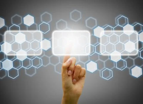 Woman hand using digital screen Stock Illustration