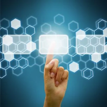 Woman hand using digital screen Illustrazione stock