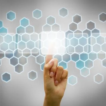Woman hand using digital screen Stock Illustration