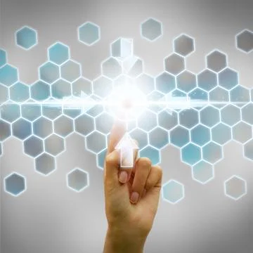 Woman hand using digital screen Stock Illustration
