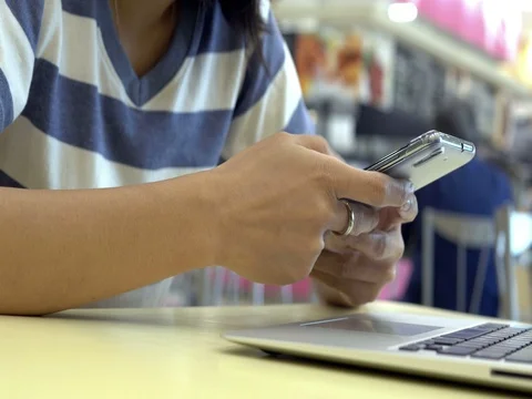 Woman hand using laptop Stock Footage 74817673