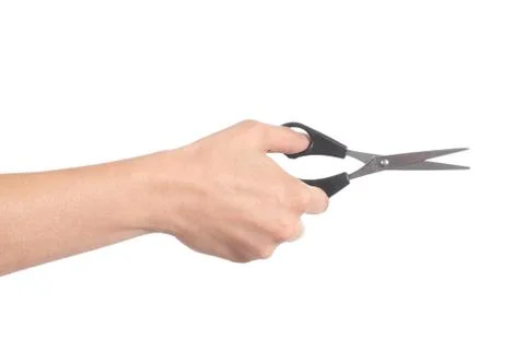Woman hand using a scissors Stock Photos