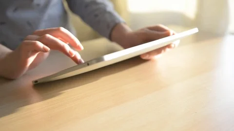 Woman hand using tablet computer pc commuter Video stock 73724108
