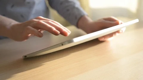Woman hand using tablet computer pc commuter Stock Footage 73724128