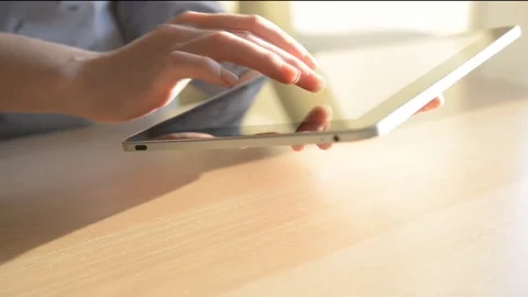 Woman hand using tablet computer pc commuter Stock Footage 73724142