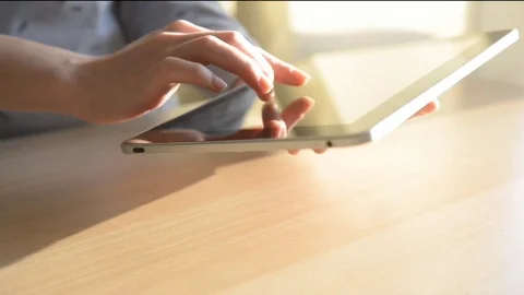 Woman hand using tablet computer pc commuter Stock Footage 73724156