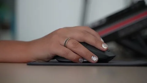 Woman Hand Using Wireless Computer Mouse Close Up Stock-Footage 341575343